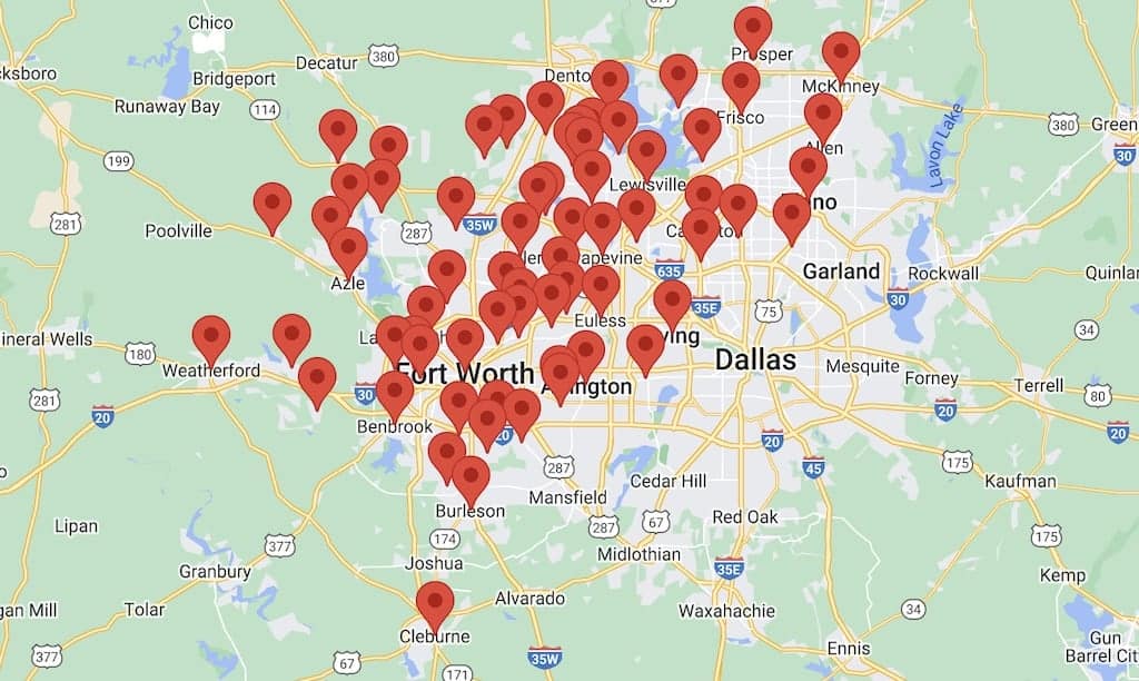 Indoor Air Quality Service areas in and around the Dallas, TX areas