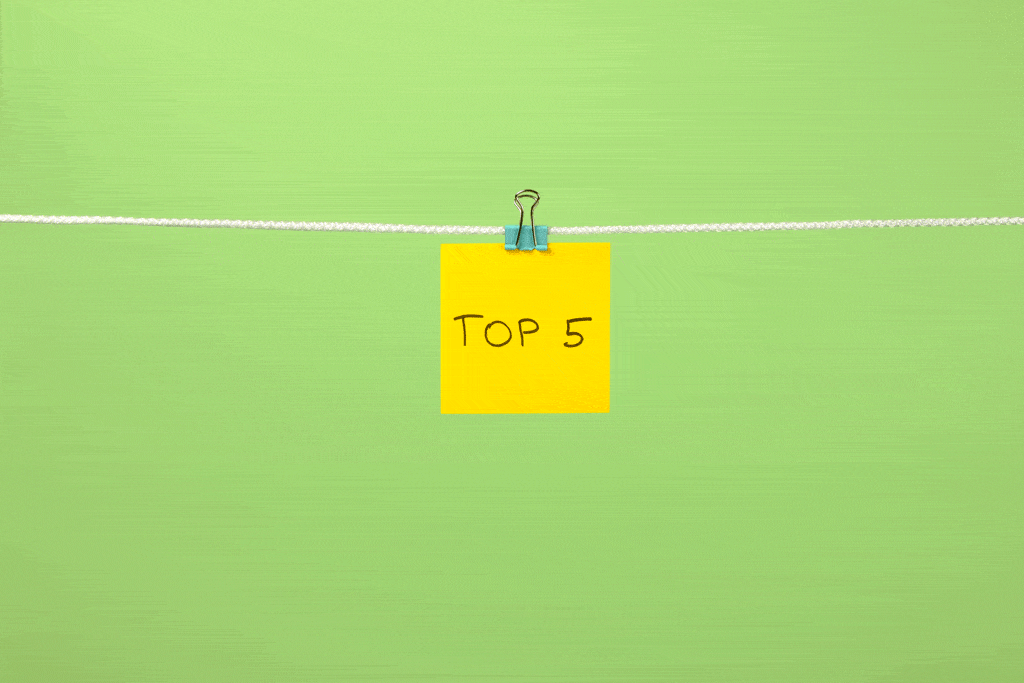 top 5 on a sticky note on a white string with a lime green background air conditioning service allen tx addison tx