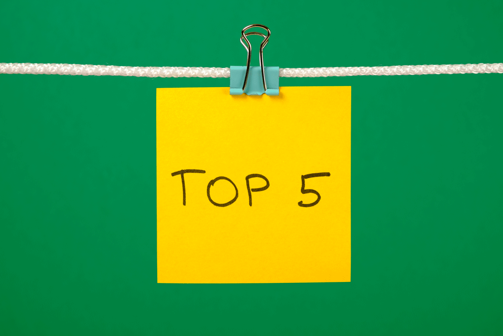 top 5 written on a yellow sticky with green background heating and ac repair addison tx allen tx 
