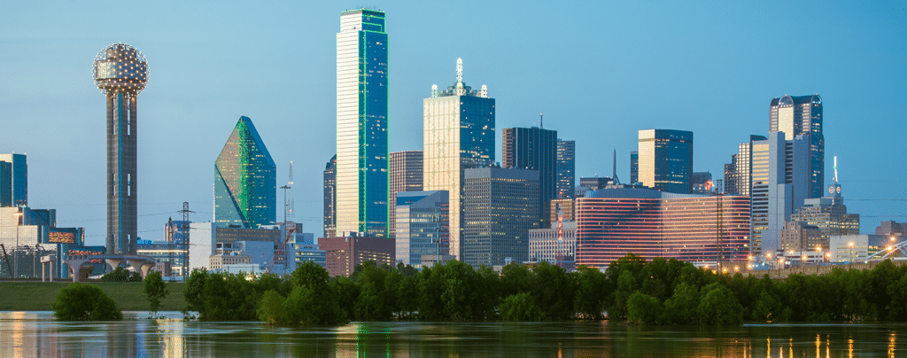 Dallas, TX skyline where One Hour Air provides HVAC commercial vs residential services