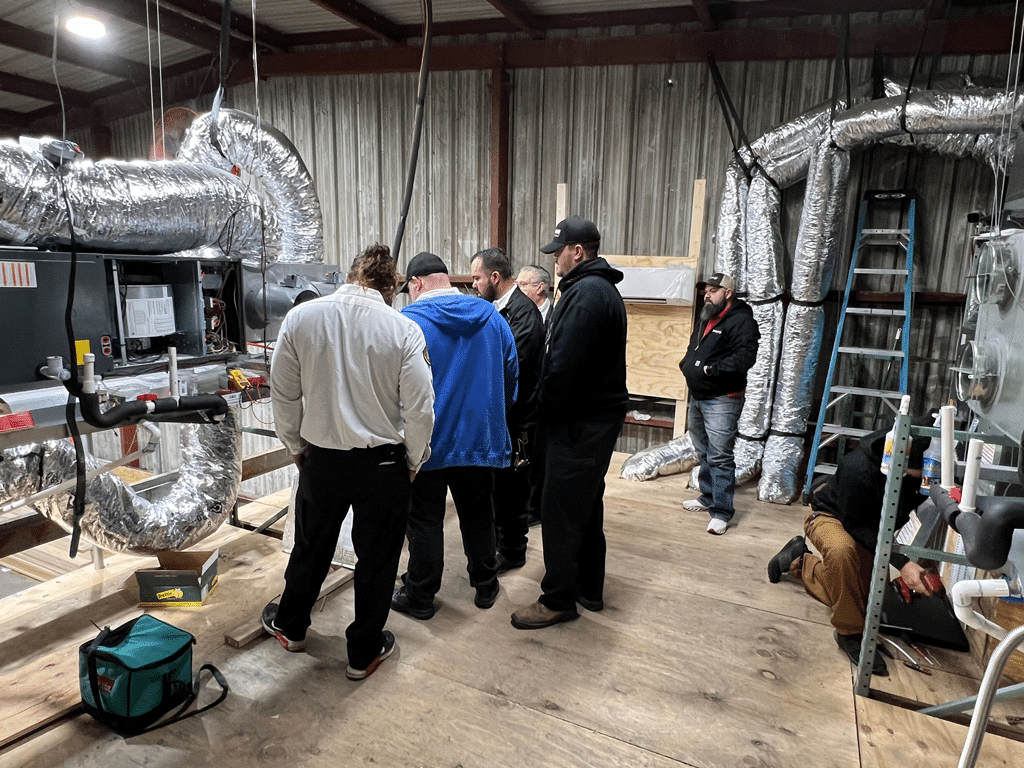 One Hour Air Dallas Employees on a HVAC commercial installation in Dallas, TX