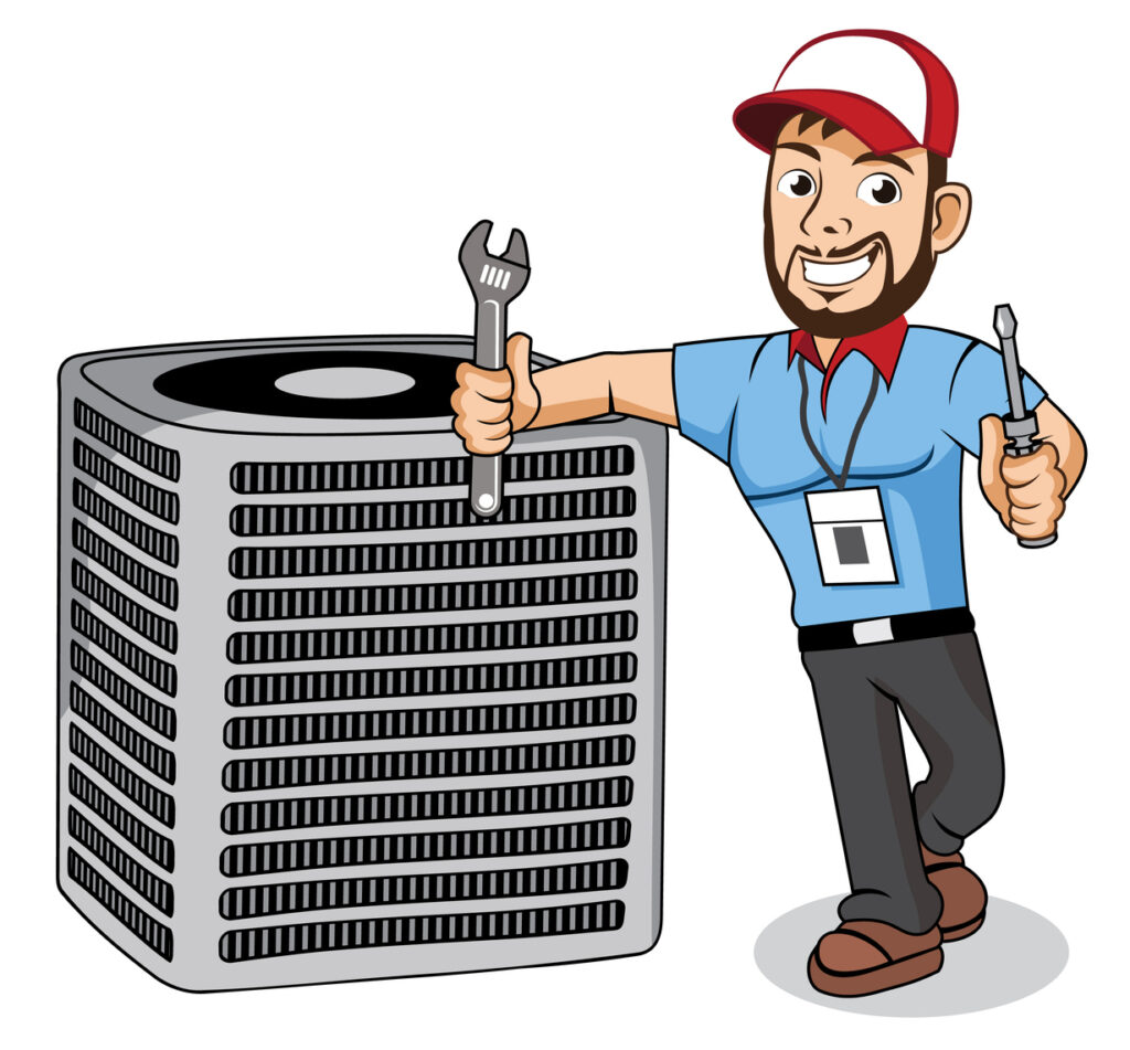 AC Repair Services in Double Oak, TX cartoon character design illustration vector eps format.