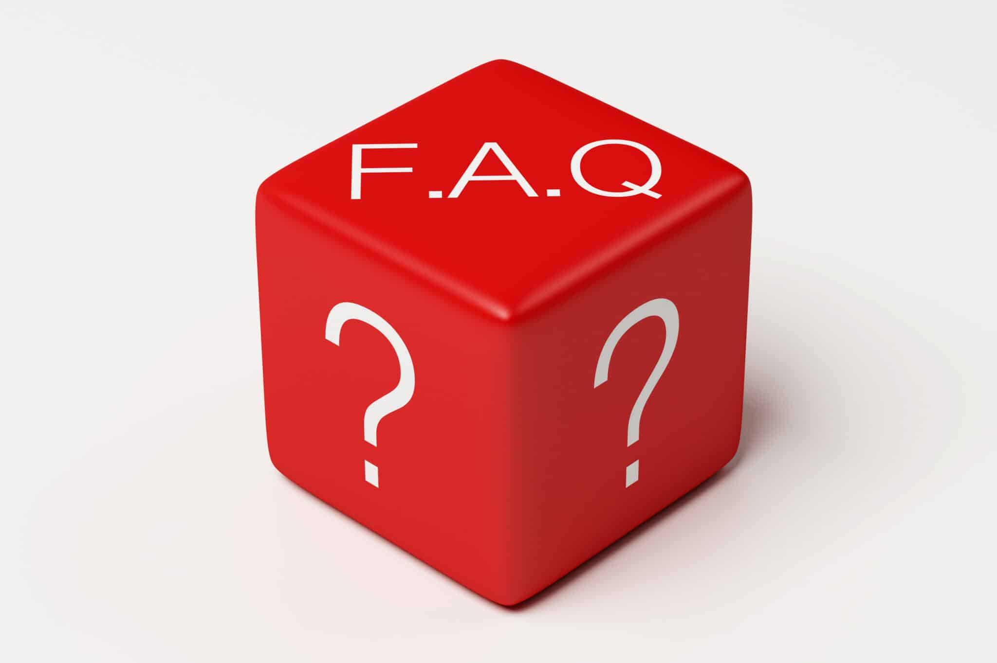 The image of FAQ dice on a white background. HVAC Efficiency.