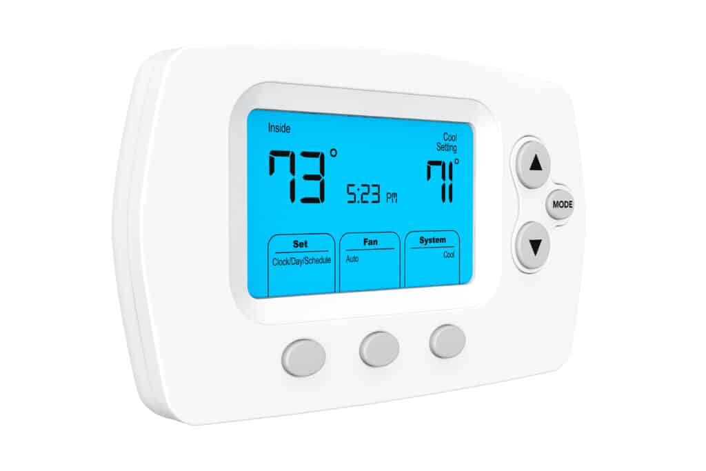 modern programmable thermostats against a white background. Programmable Thermostats with One Hour Air Conditioning & Heating of Dallas, TX