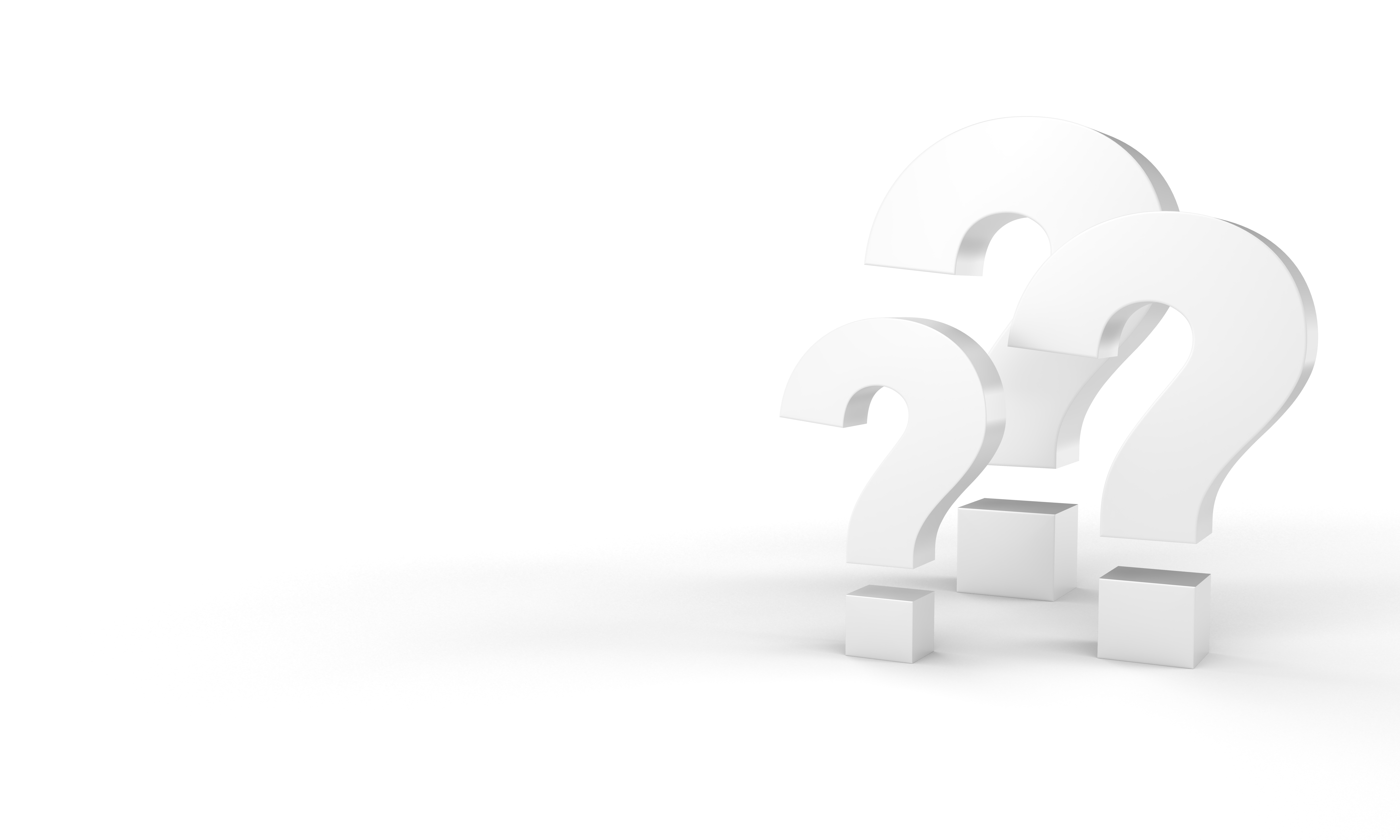 3D render of a question marks on a white background. Question marks for Air Conditioning Repair.