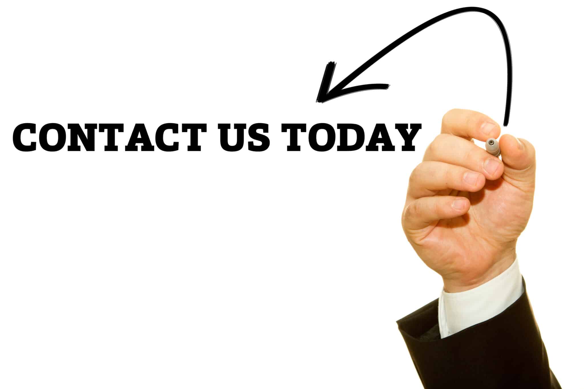 Hand writing contact us today with a marker on transparent wipe board, Reflective Insulation.