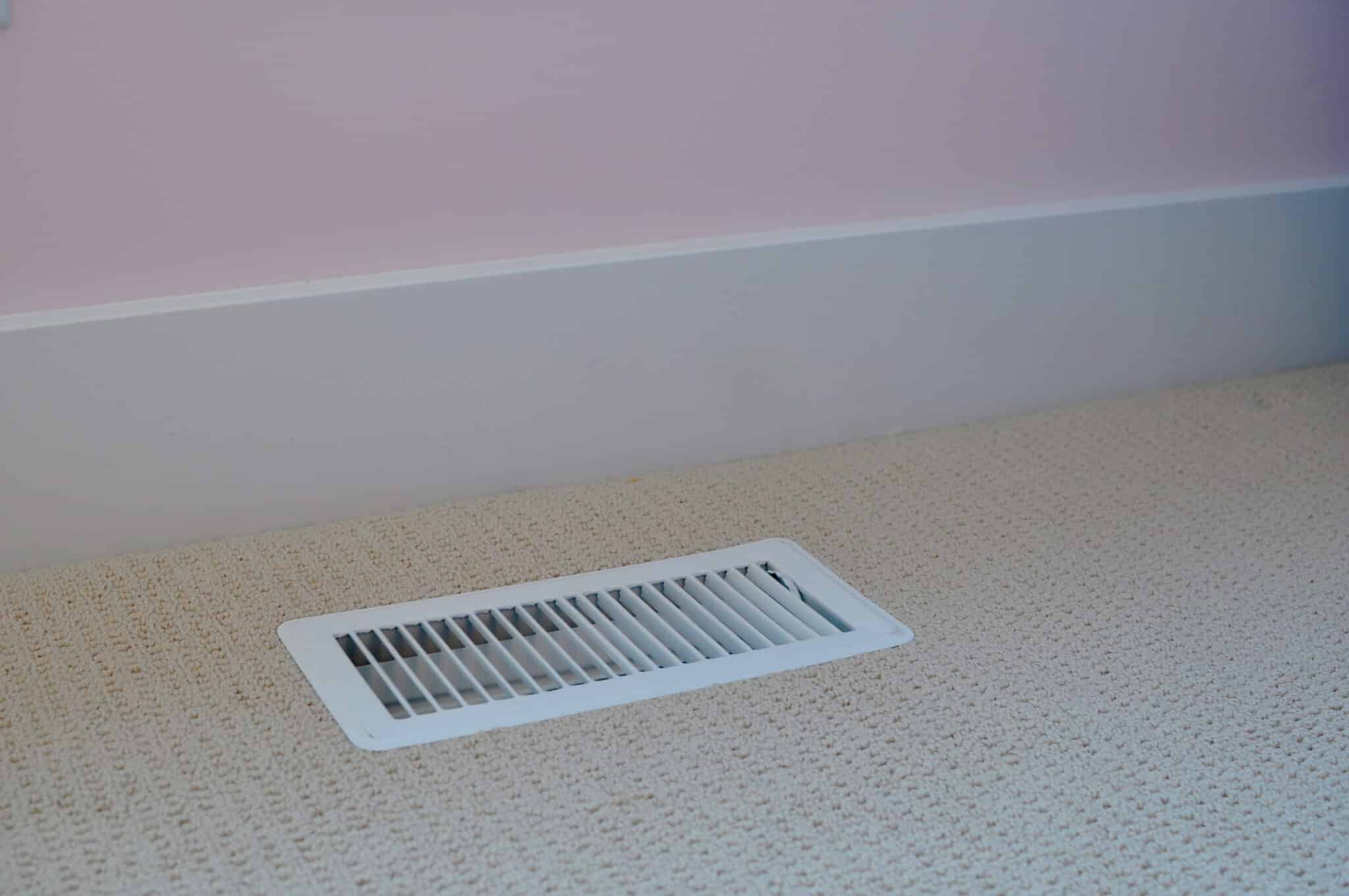 Clean around the floor vent in home, Ductwork Sealing.