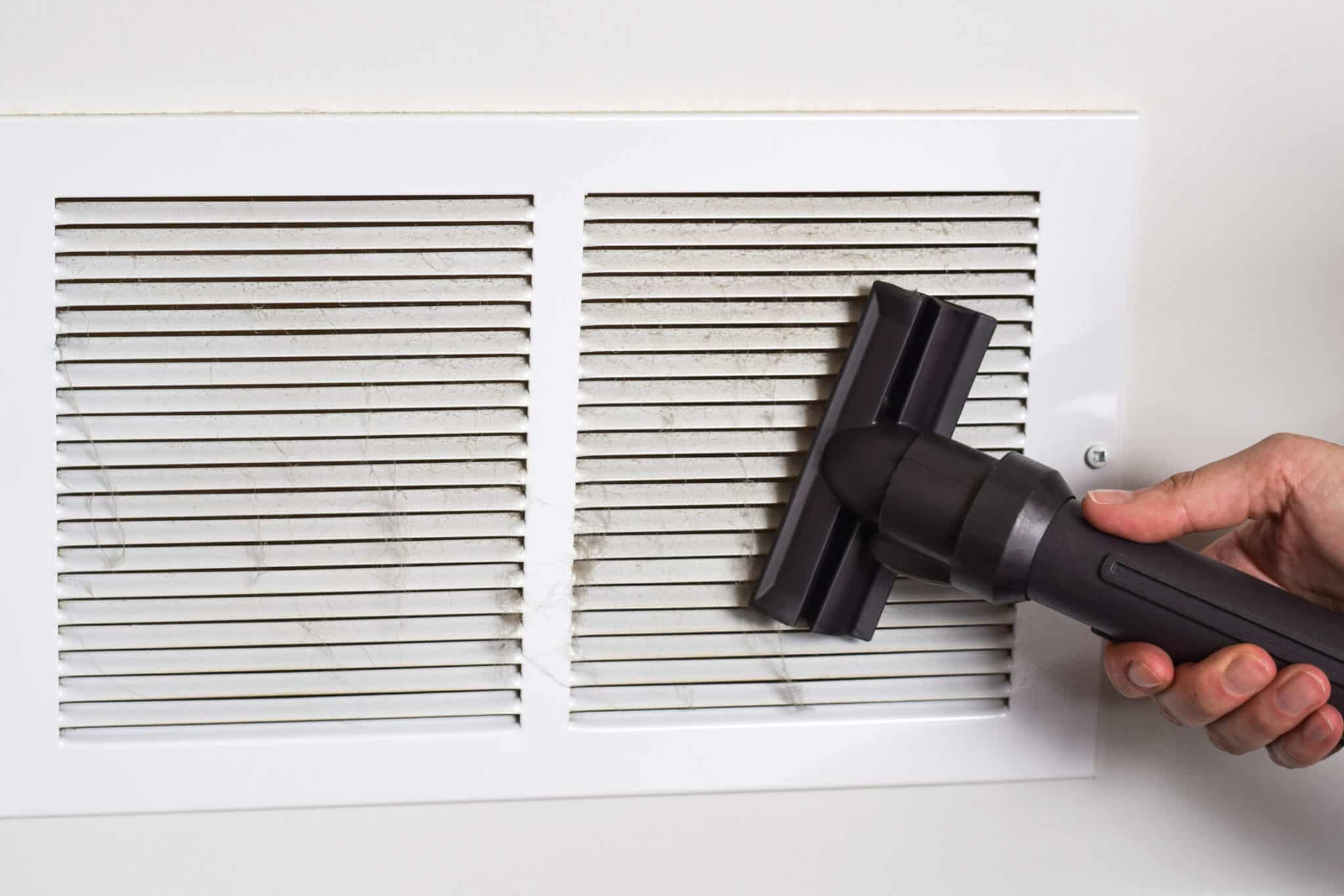 Vacuuming dirty return air vents, HVAC Air Circulation.